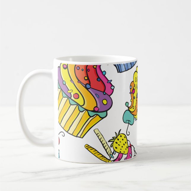 Neon Cakes: Pop Art Mönster. Kaffemugg (Vänster)