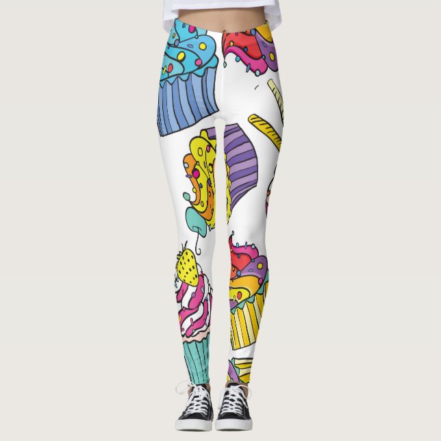 Neon Cakes: Pop Art Mönster. Leggings (Framsida)