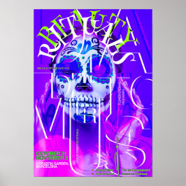Neon Calavera Poster - Day of the dead Skullvägg