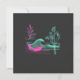 NEON CALM – Retro Wave & Botanical Line Art Julkort