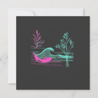 NEON CALM – Retro Wave & Botanical Line Art Julkort
