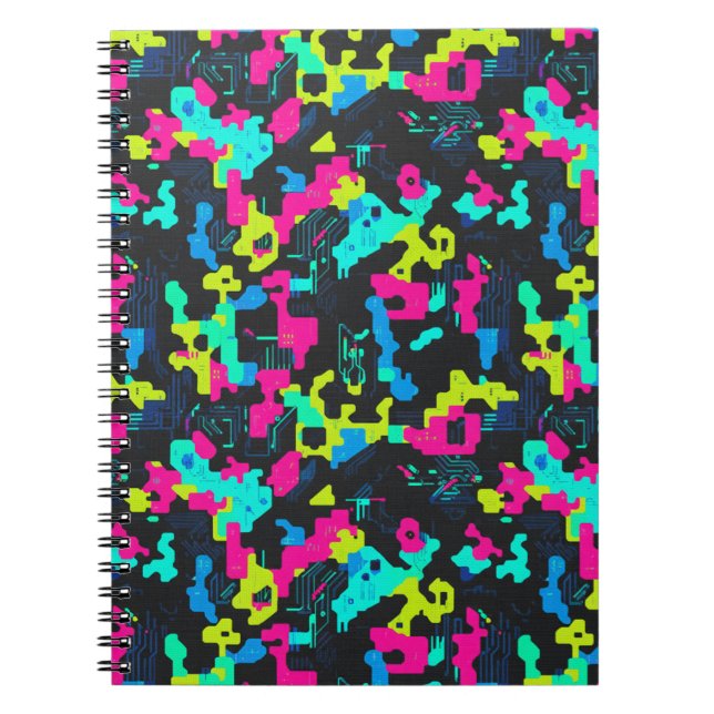 Neon Camouflage Pattern Anteckningsbok (Framsidan)