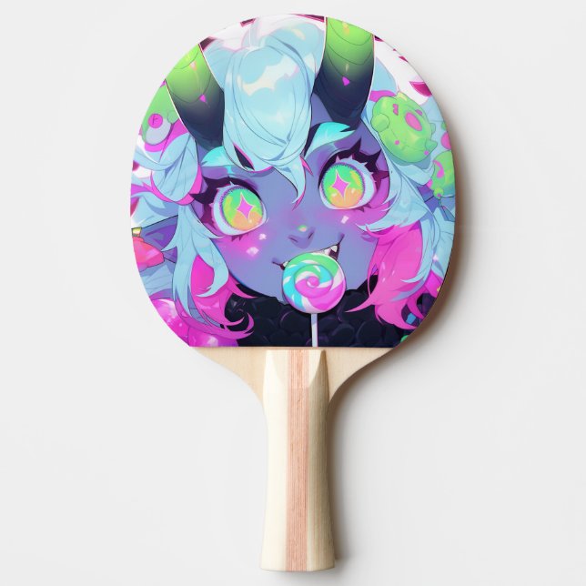 Neon Candy Demon Monster Girl Aesthetic Pingisracket (Framsidan)