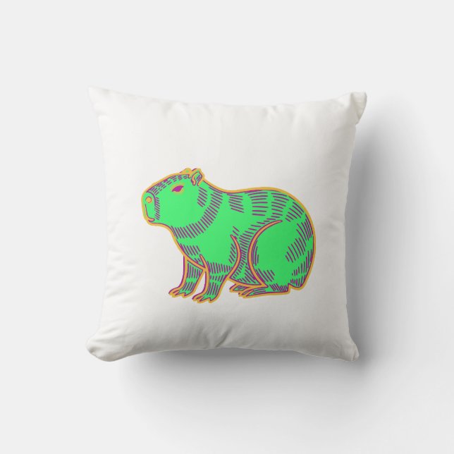Neon Capybara – Cute Colorful Animal  Kudde (Framsida)