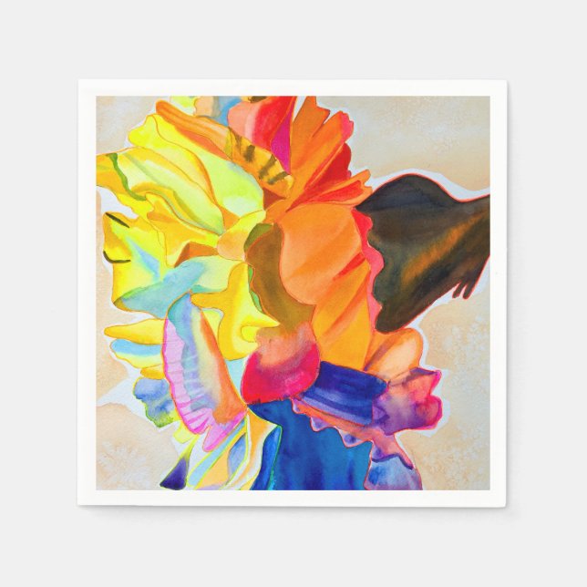 Neon Carnation vattenfärgblomma Pappersservett (Framsidan)