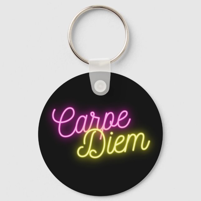 Neon Carpe Diem Ord Art Nyckelring (Framsida)