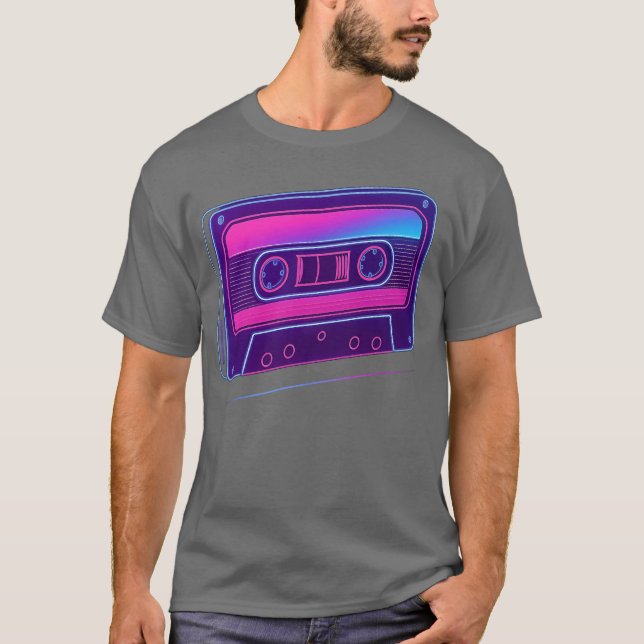 Neon Cassetteape Retro Design retro T Shirt (Framsida)