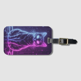 **Neon Cat Design – Glowing Futuristic Feline Art* Bagagebricka