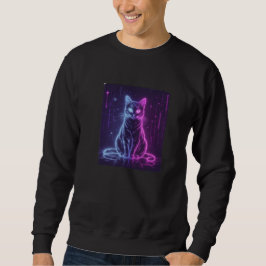 **Neon Cat Design – Glowing Futuristic Feline Art* Lång Ärmad Tröja