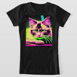 Neon Cat Kattdjur Fiesta Tonåring Birthday T Shirt