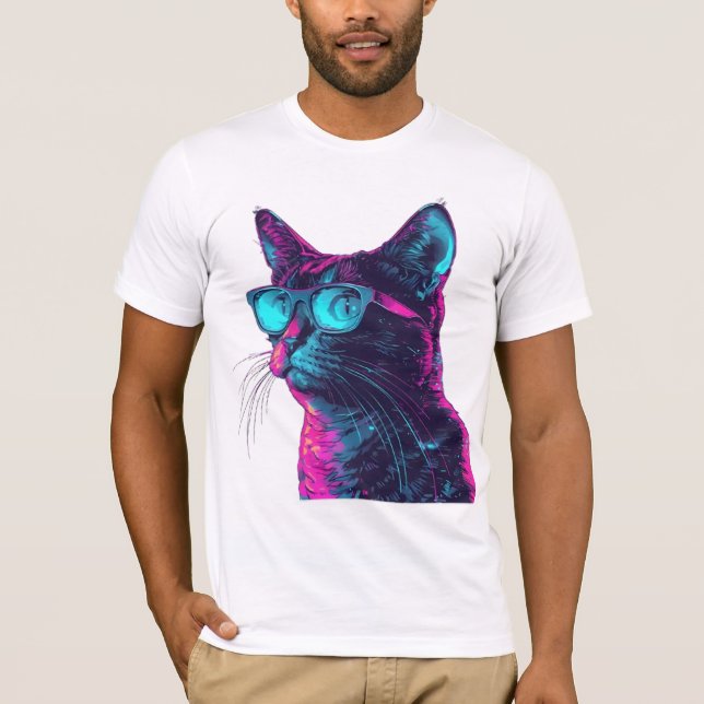 Neon Cat med Coola Glass T Shirt (Framsida)