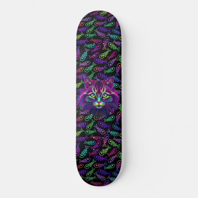 Neon Cat Mini Skateboard Bräda 18,5 Cm (Framsida)
