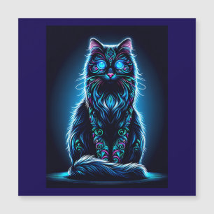 Neon Cat Vivid Background-97948 Magnetisk Inbjudningskort
