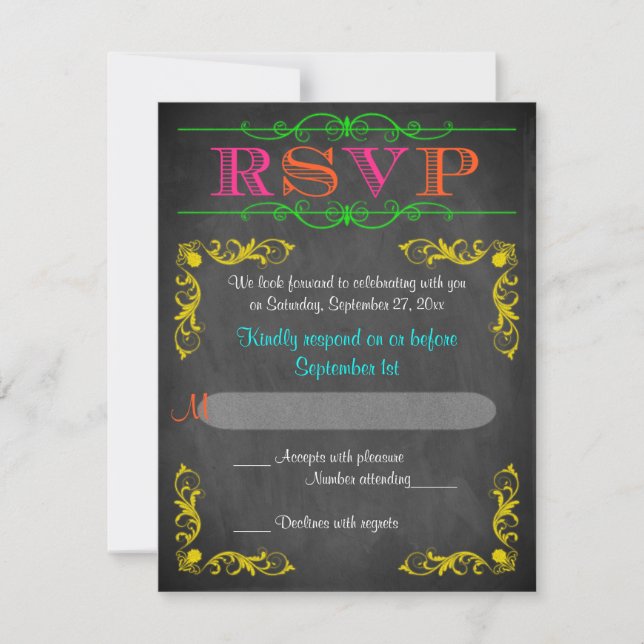 Neon Chalkboard Bat mitzvah OSA Kort (Framsida)
