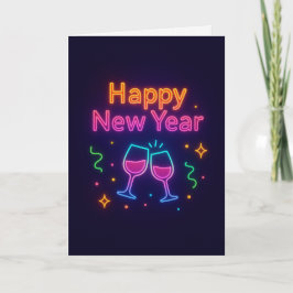 neon-champagne-toast-gott-nytt-år-färgglatt-roligt helgkort