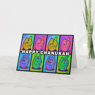 Neon Chanukah-kort - liggande Helgkort