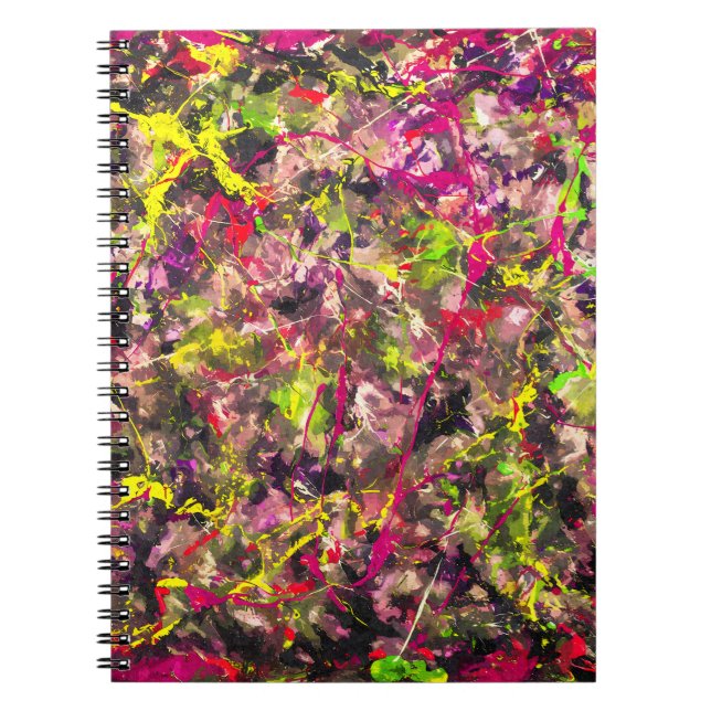 Neon Chaos Abstrakt Paint Splatter - bärbar dator Anteckningsbok (Framsidan)