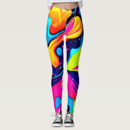 Neon Chaos Liquid Färg Explosion Leggings