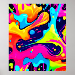 Neon Chaos Liquid Färg Explosion Poster