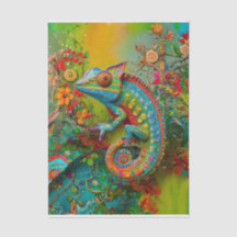 Neon Charlie Kameleont, Textil Regnskogskollage