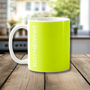 Neon Chartreus Solid Färg   Klassisk Personlig Kaffemugg