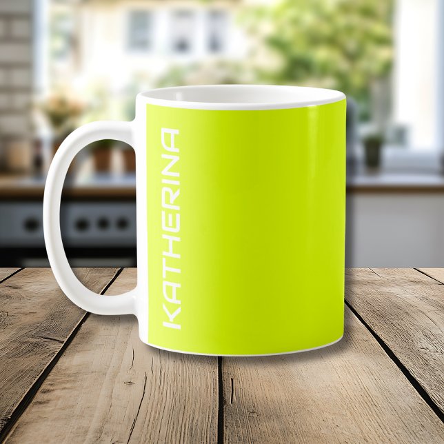 Neon Chartreus Solid Färg | Klassisk Personlig Kaffemugg (Skapare uppladdad)