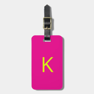 Neon Chartreuse Gul Hot Pink Monogram Skrift Bagagebricka