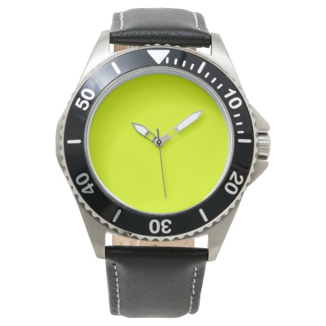 Neon Chartreuse Solid Färg | Klassisk Armbandsur (Framsida)