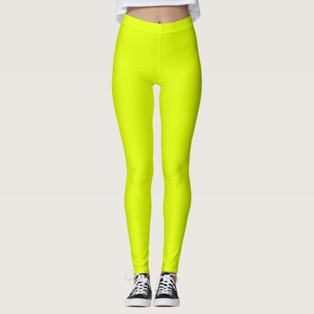 Neon Chartreuse Solid Färg | Klassisk Leggings (Framsida)
