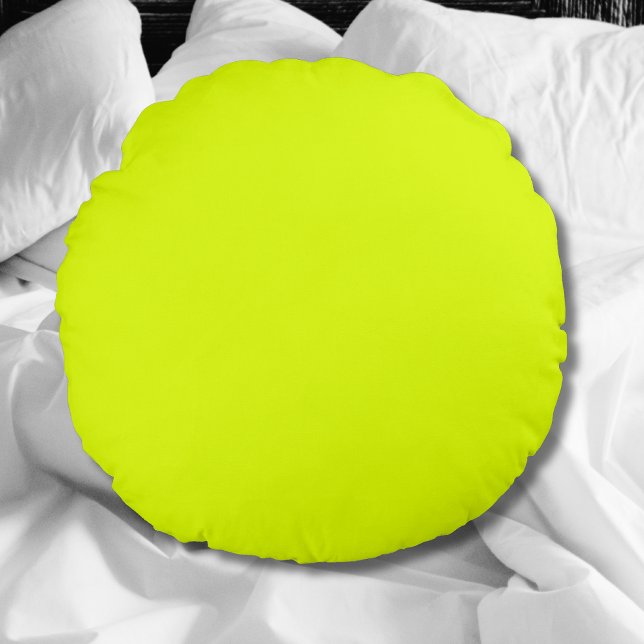 Neon Chartreuse Solid Färg | Klassisk Rund Kudde (Skapare uppladdad)