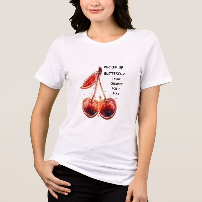 Neon Cherries Pucker Up, Butterkoppen T Shirt (Framsida)