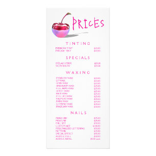 Neon Cherry Beautician Beauty Service Pris List Reklamkort
