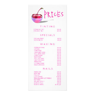 Neon Cherry Beautician Beauty Service Pris List Reklamkort