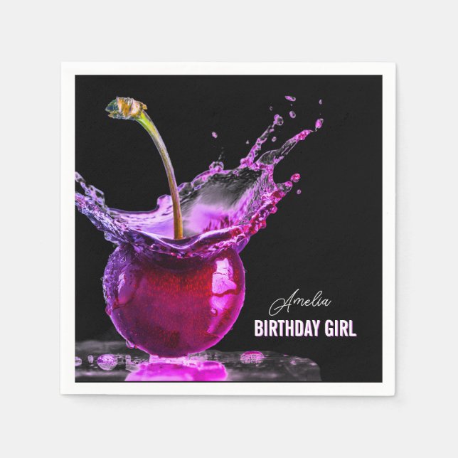 Neon Cherry Personlig Pappersservett (Framsidan)