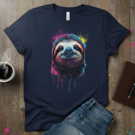 Neon Chill — Color Splash Sloth, Artistic Animal T Shirt
