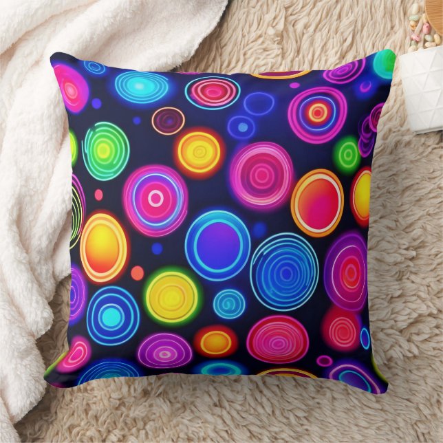 Neon Circle Burst Kudde (Filt)