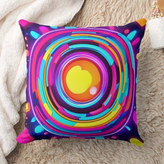 Neon Circle Vortex Mönster Kudde (Filt)