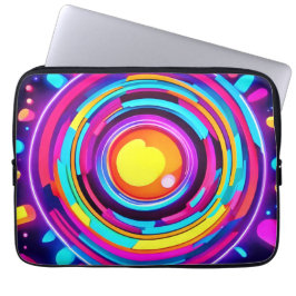 Neon Circle Vortex Mönster Laptop Fodral