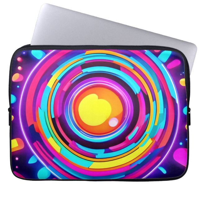Neon Circle Vortex Mönster Laptop Fodral (Framsidan)