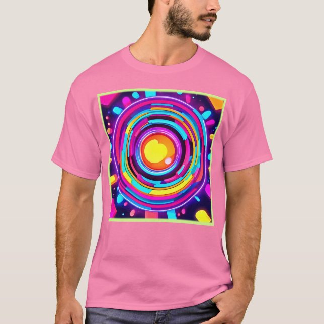 Neon Circle Vortex Mönster T Shirt (Framsida)