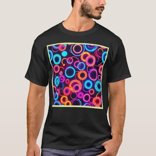 Neon Circles: A Vibrant Visual Feast T Shirt (Framsida)