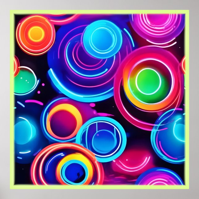Neon Circles Abstrakt Art Poster (Framsidan)