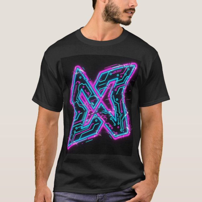 Neon Circuit X Tech T-Shirt Futuristiska T-T (Framsida)