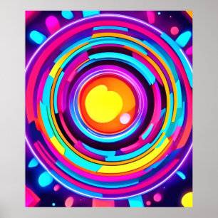 Neon cirkel virvelmönster poster