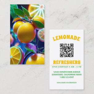 neon citroner lime med QR-kod Visitkort