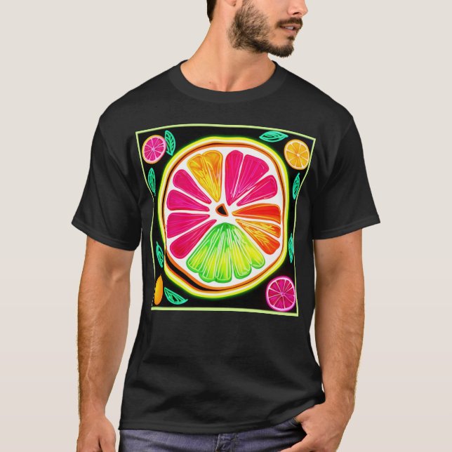 Neon Citrus Fruit Fiesta T Shirt (Framsida)