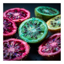 Neon Citrus Skivor Flatlay Konst Poster III | Vibr