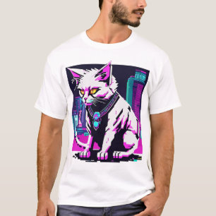 Neon City Cyberpunk Cat T Shirt