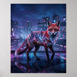 Neon City Fox Mirage (översätts till svenska som)  Poster