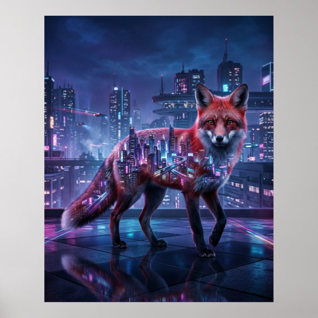 Neon City Fox Mirage (översätts till svenska som)  Poster (Framsidan)